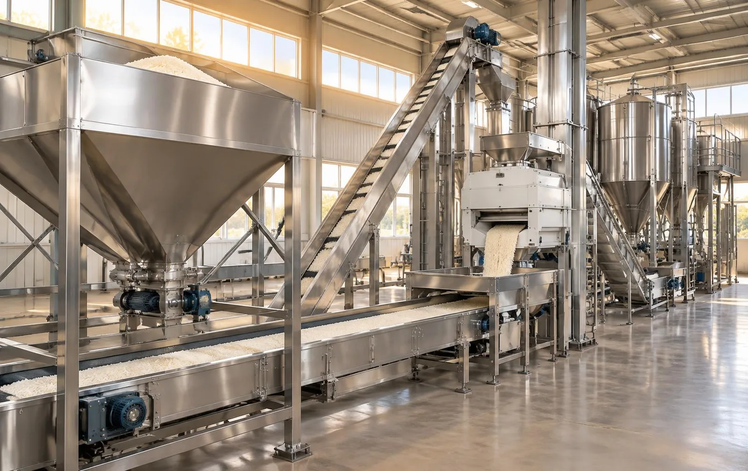 Illustrative image of a generic rice milling plant interior